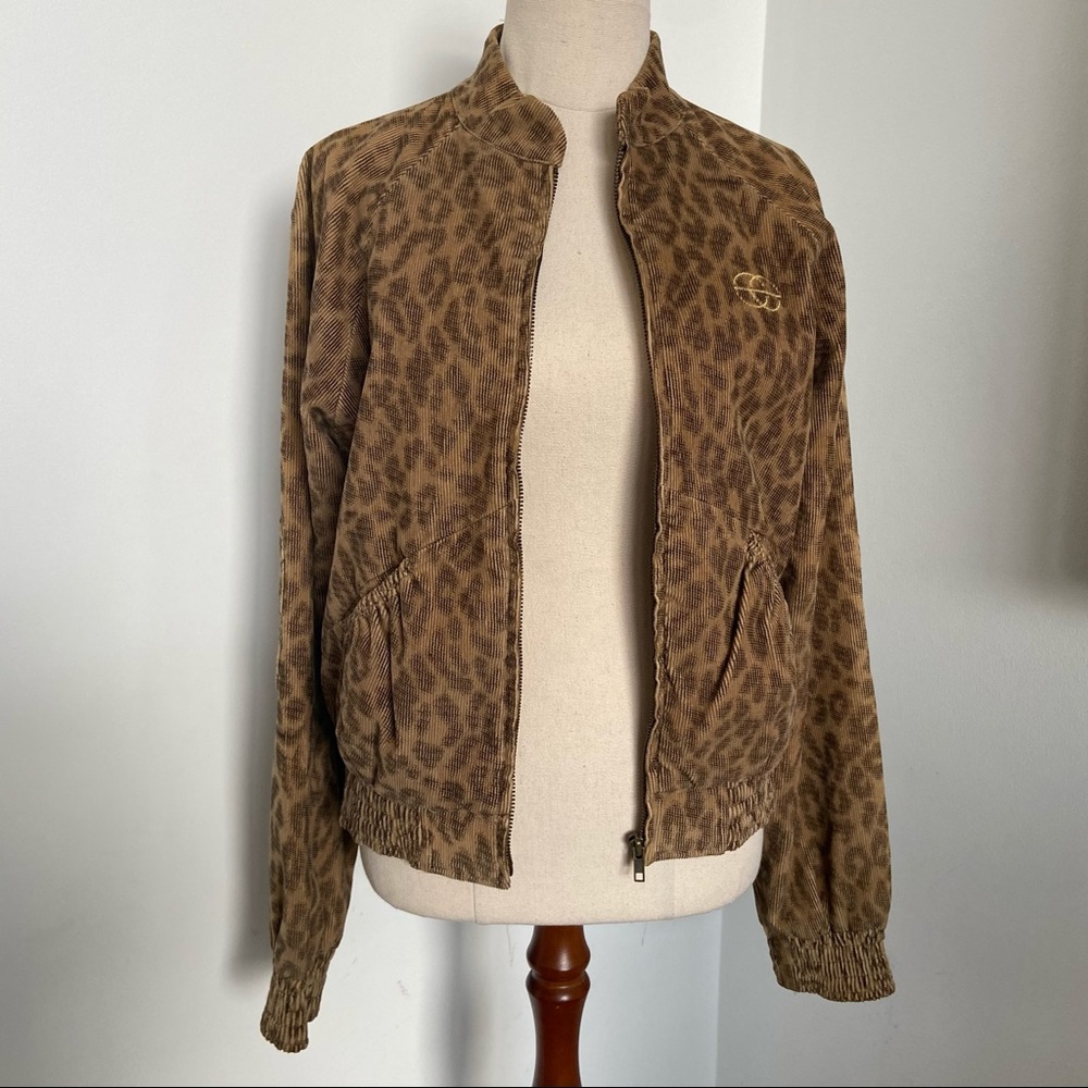 Stussy ladies 12 leopard biker military jacket Y2K - Picture 3 of 12